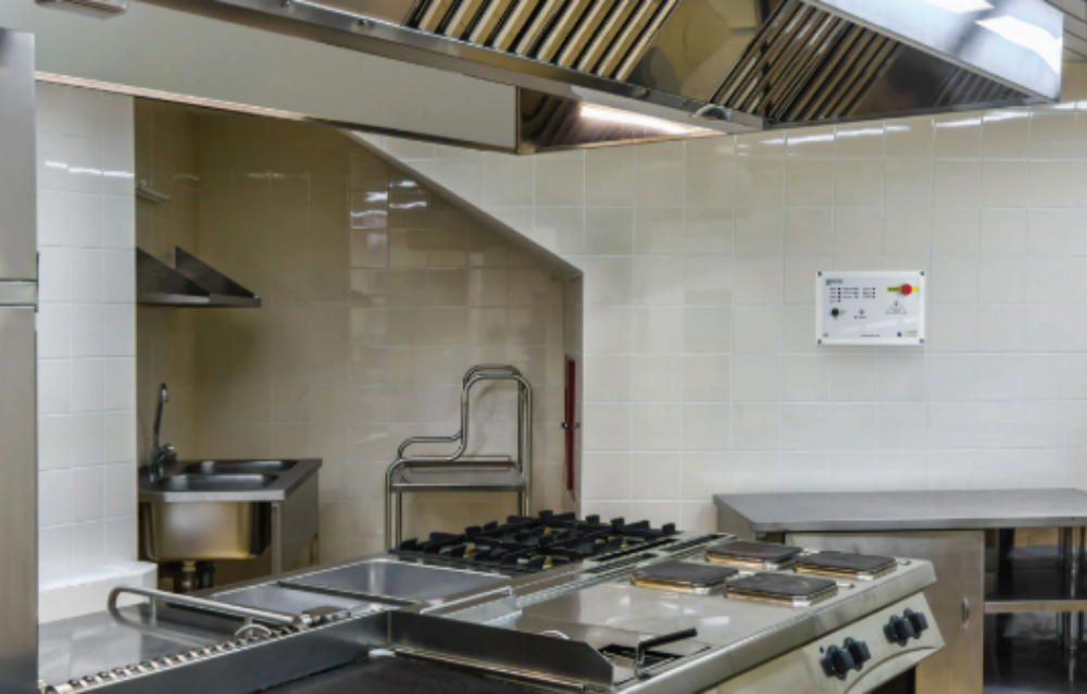 commercial kitchen with gas safety device