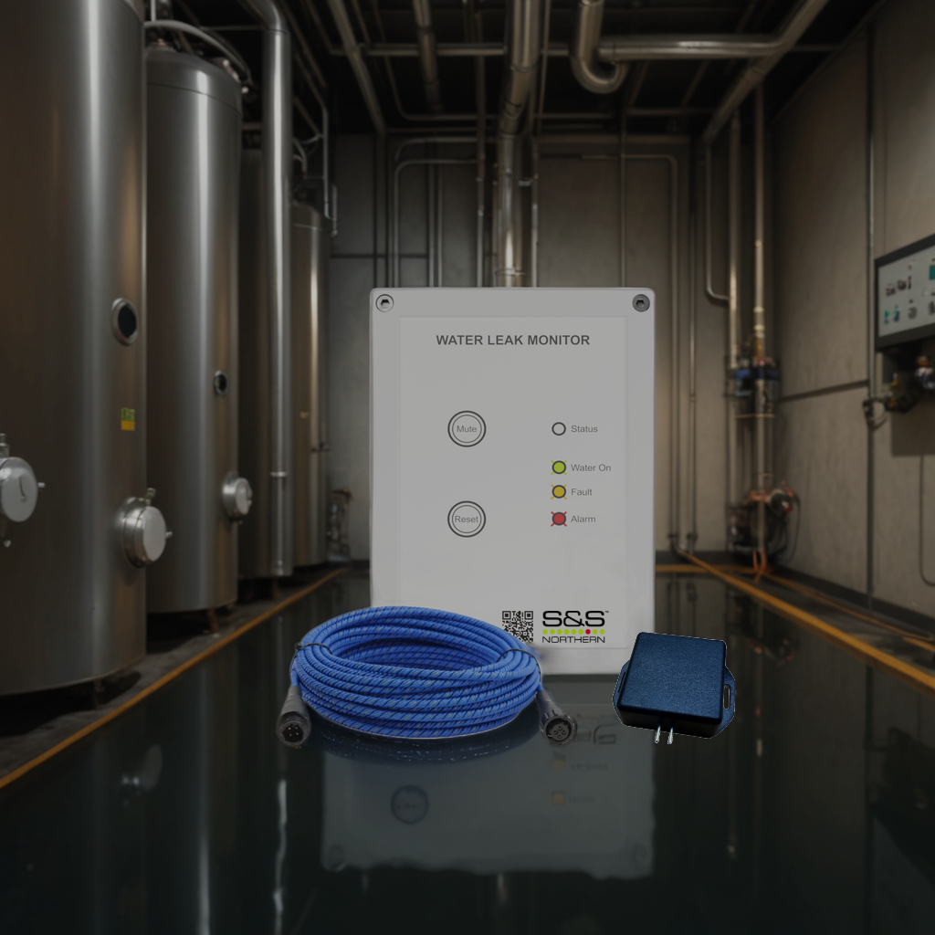 s&s water leak monitor in boiler room
